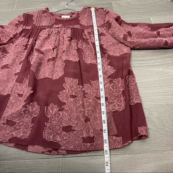 ARITZIA Wilfred Lourdes Mauve Pink Boho Victorian Floral Appliqué Swing Blouse - Picture 14 of 16